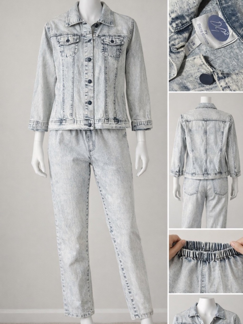 Authentic 80s/90s Acid Wash Denim 2 Piece Set Jacket & Jeans set